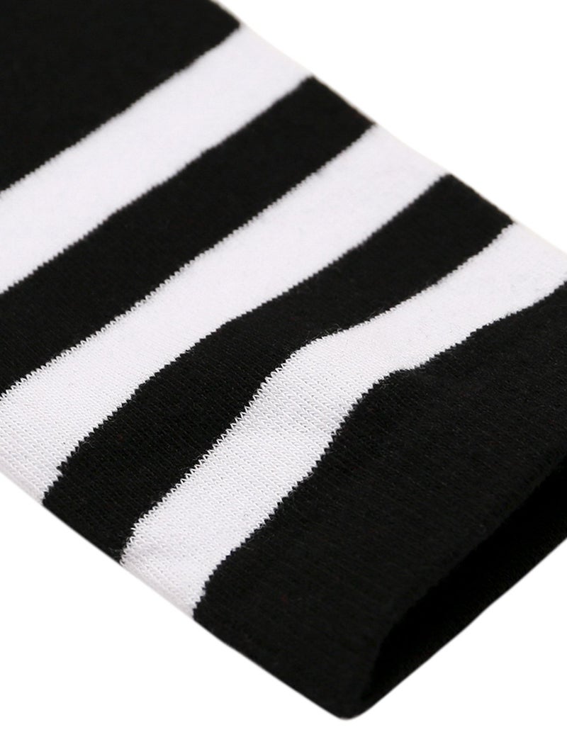 Joulli Women's Knee High Athletic Socks Stripe Tube Outdoor Sport Socks 3 Pairs, Black - Image 5